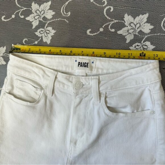 Paige The Cindy Crop High Rise Straight Leg Jean Raw Hem in White Sz 27 - Picture 9 of 13
